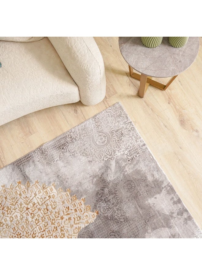 DANUBE HOME Galeria Lux Classic Rug | Washable Modern Classic Style | Polypropylene+Polyester Area Rug Floor Covering | Indoor Carpet For Living Room Dining Bedroom 160x230cm-Beige White-231300472305 - Image 1