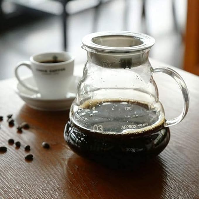 ريحني إبريق القهوة الزجاجي الفاخر بسعة 800 مل مثالي لصنع القهوة بالصب فوق الإبريق الشفاف لتحضير القهوة في المكتب المنزلي - Image 5