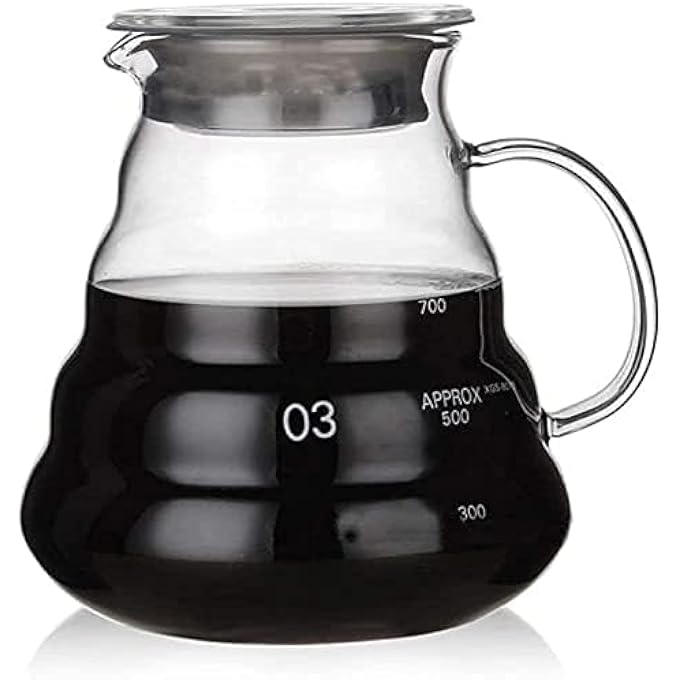 ريحني إبريق القهوة الزجاجي الفاخر بسعة 800 مل مثالي لصنع القهوة بالصب فوق الإبريق الشفاف لتحضير القهوة في المكتب المنزلي - Image 1