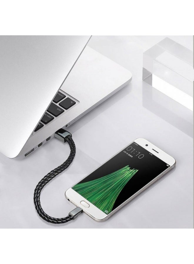Bracelet USB Charging Cable Data Charging Cord for iPhone- Long Loop Portable Travel Durable Braided Leather Charging Wrist Clasp USB for Apple iPhone Plus X L(23.5") Black - Image 5