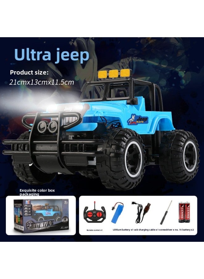 Cartoon Remote Control Car Remote Control Off-road Vehicle Charging High-speed Spider US Team Remote Control Car Remote Control Toy Car-Color:Blue Small Off-road Vehicle [plastic Model + Car Light] Rechargeable Version (color Box)  - Image 1