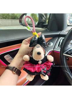 Generic Pink White Contrast Color Love Pleated Skirt Handdog Plush Toy Keychain Car Interior Summer Play Carry-on Pendant-Color:Red And Black Contrasting Bow Skirt-Height:Mobile Phone Back Clip Style (the Rope Is Randomly Matched)  - Image 1