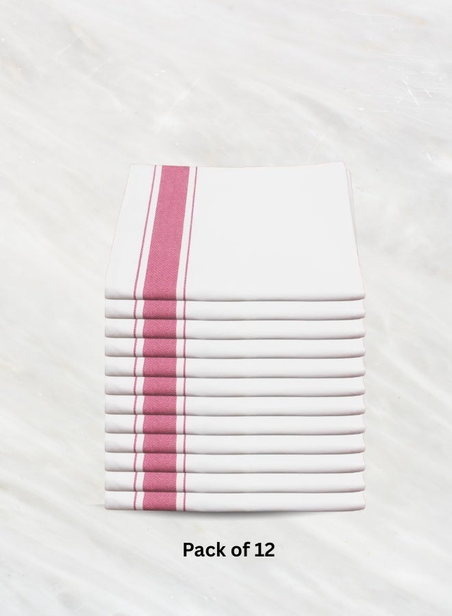 Pearl Coast Kitchen  Dining Linens Disposable Table Covers White with pink stripe (50x70 cm) | pack of 12 - Image 1
