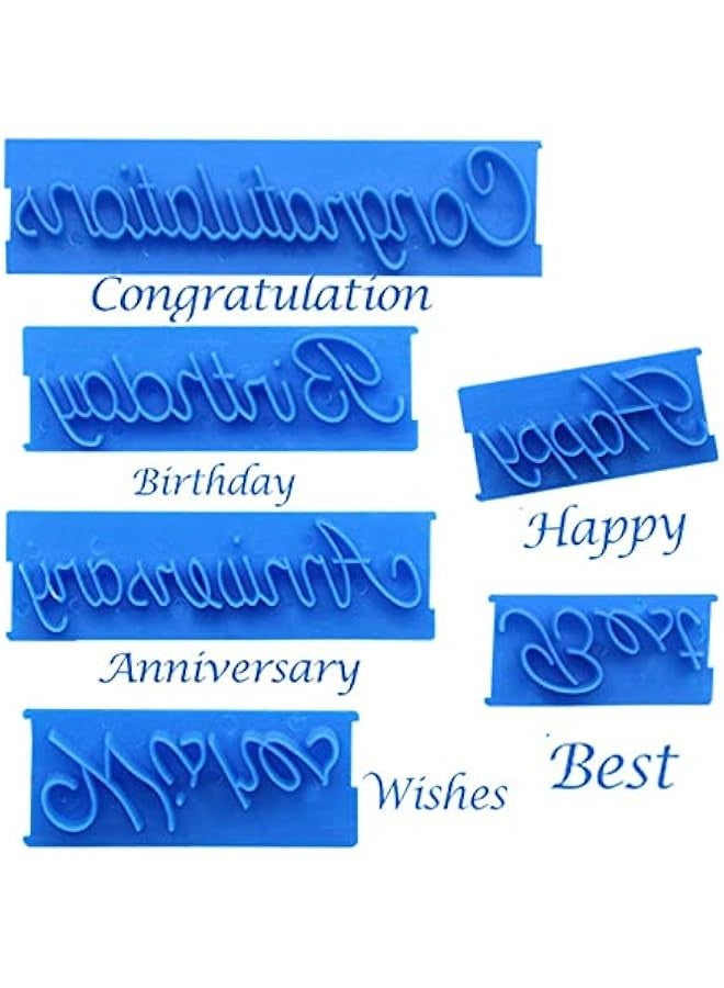 6 Pcs Cake Word, DIY Handwriting Letter Print Stamp Bakery Supply Congratulation Anniversary Birthday Wish Happy Best Written Cake for Baking Usage - Image 3