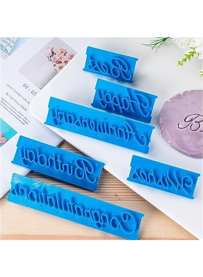 6 Pcs Cake Word, DIY Handwriting Letter Print Stamp Bakery Supply Congratulation Anniversary Birthday Wish Happy Best Written Cake for Baking Usage - Image 4