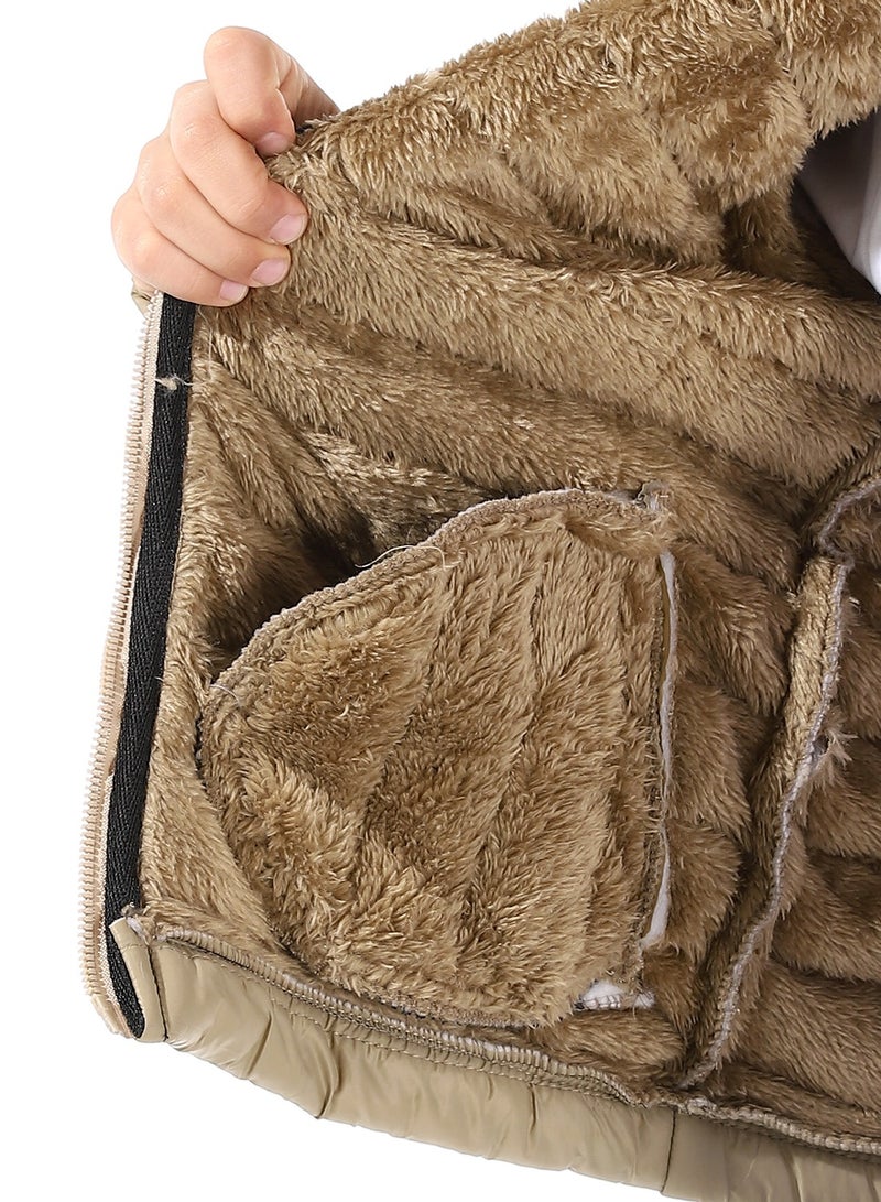Andora Boy's Waterproof Padded Jacket With Fur - Image 4