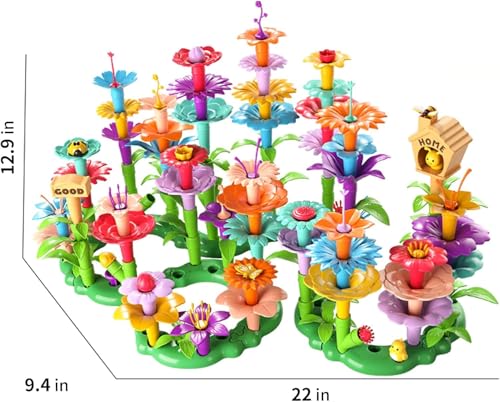 TEMI 138 PCS Flower Garden Building Toys for Girls Toys Educational STEM Toy and Preschool Garden Play Set for Toddlers 3 4 5 6 7 8 Year Old Kids Boys Girls Flower Stacking Toys for Kids Age 36 - Image 5