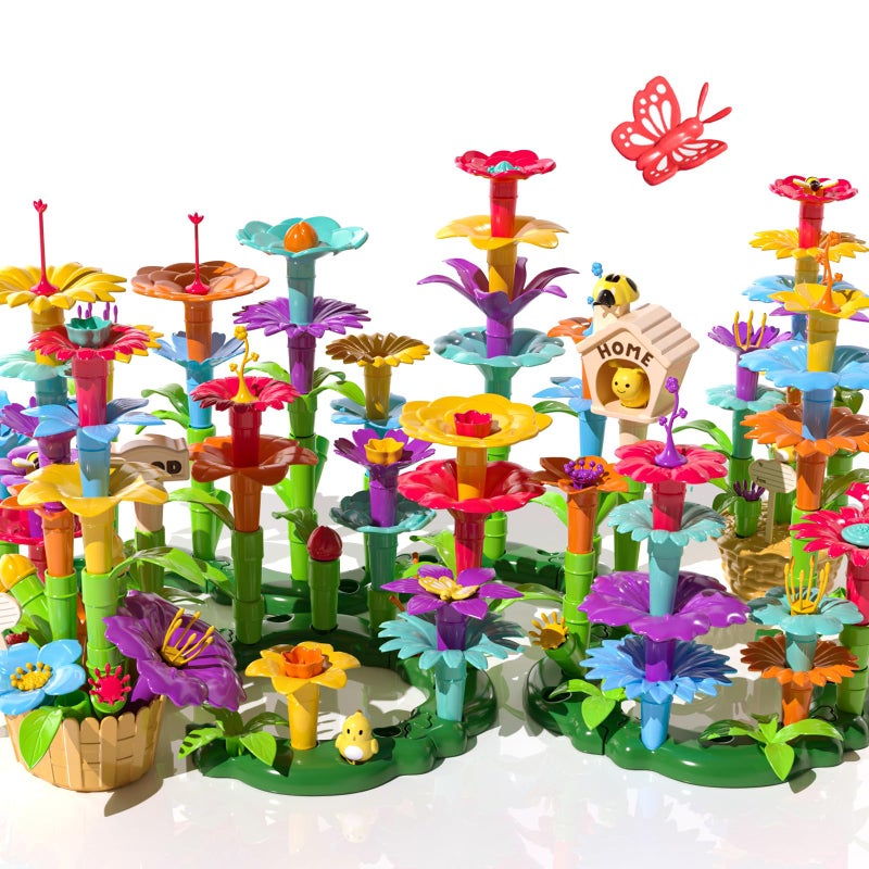 TEMI 138 PCS Flower Garden Building Toys for Girls Toys Educational STEM Toy and Preschool Garden Play Set for Toddlers 3 4 5 6 7 8 Year Old Kids Boys Girls Flower Stacking Toys for Kids Age 36 - Image 2