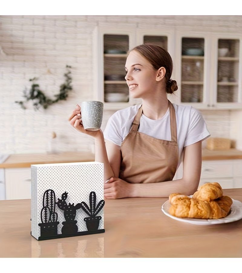 Black Lotus For Paper Towel Holder Wrought Iron Elegant Design Sturdy Napkin Holder For Dining Table Restaurant Cafe Hotel Office Party Wedding - Image 4
