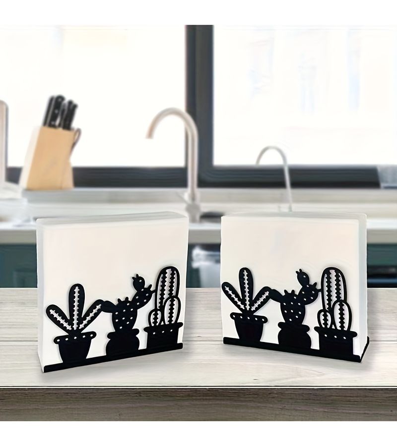 Black Lotus For Paper Towel Holder Wrought Iron Elegant Design Sturdy Napkin Holder For Dining Table Restaurant Cafe Hotel Office Party Wedding - Image 1