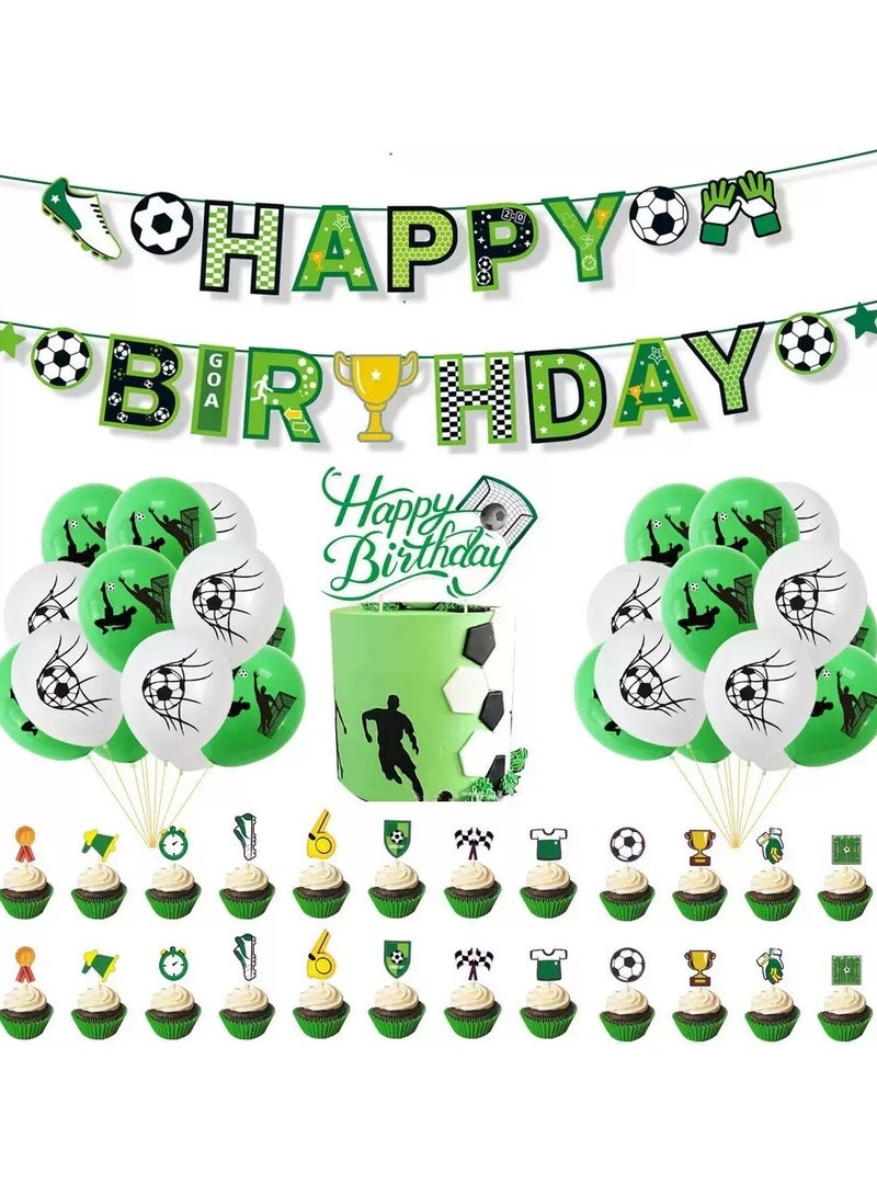 Jolley Football-themed decoration,Happy football birthday banner Insert card Curled and hung decoration ,Suitable for World Cup Party decoration,Football themed birthday party decoration - Image 1