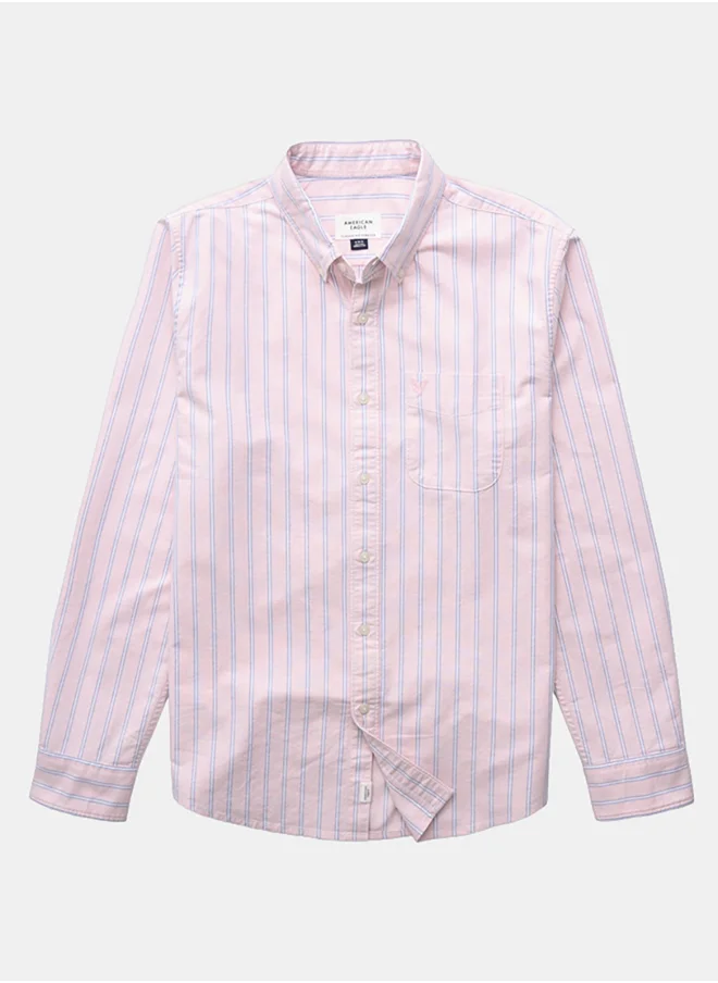 American Eagle AE Everyday Striped Oxford Button-Up Shirt