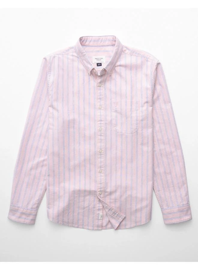American Eagle AE Everyday Striped Oxford Button-Up Shirt