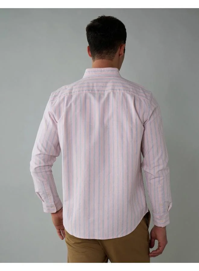 American Eagle AE Everyday Striped Oxford Button-Up Shirt