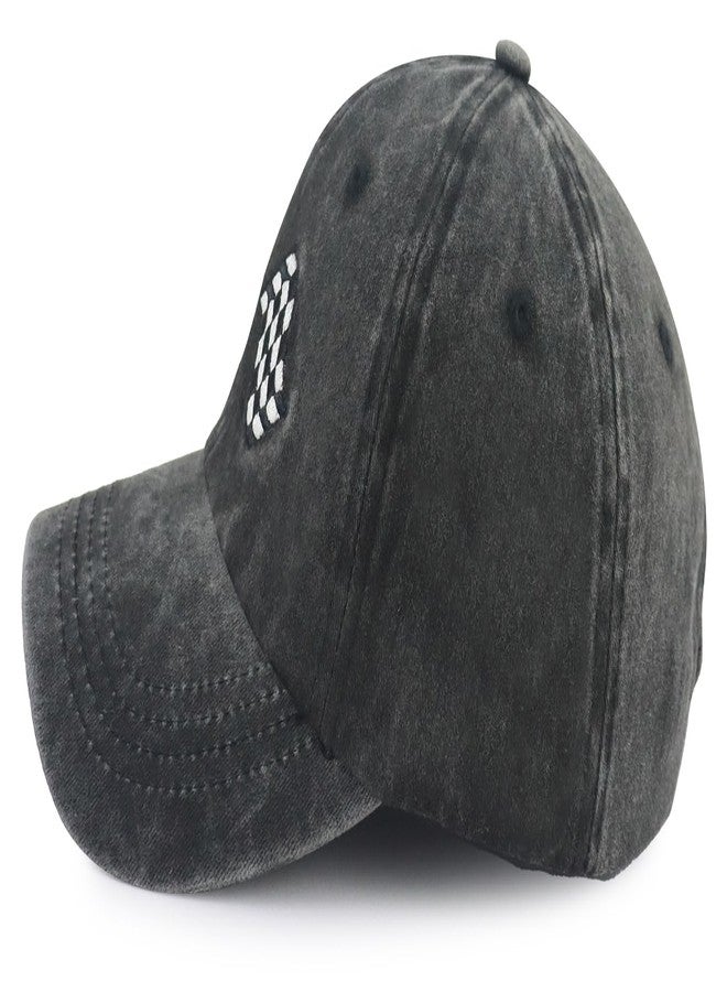 Kahhrepa Racing Hats for Men Women, Checkered Flag Accessories, Race Car Baseball Cap, Race Day Christmas Birthday Gifts for Racing Lovers Dad Mom Papa Grandpa Black - Image 3