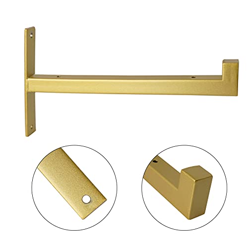 OVOV 2 Pcs Metal Shelf Brackets Heavy Duty Industrial Wall Mounted Floating Shelf Brackets (Gold) 12" - Image 4