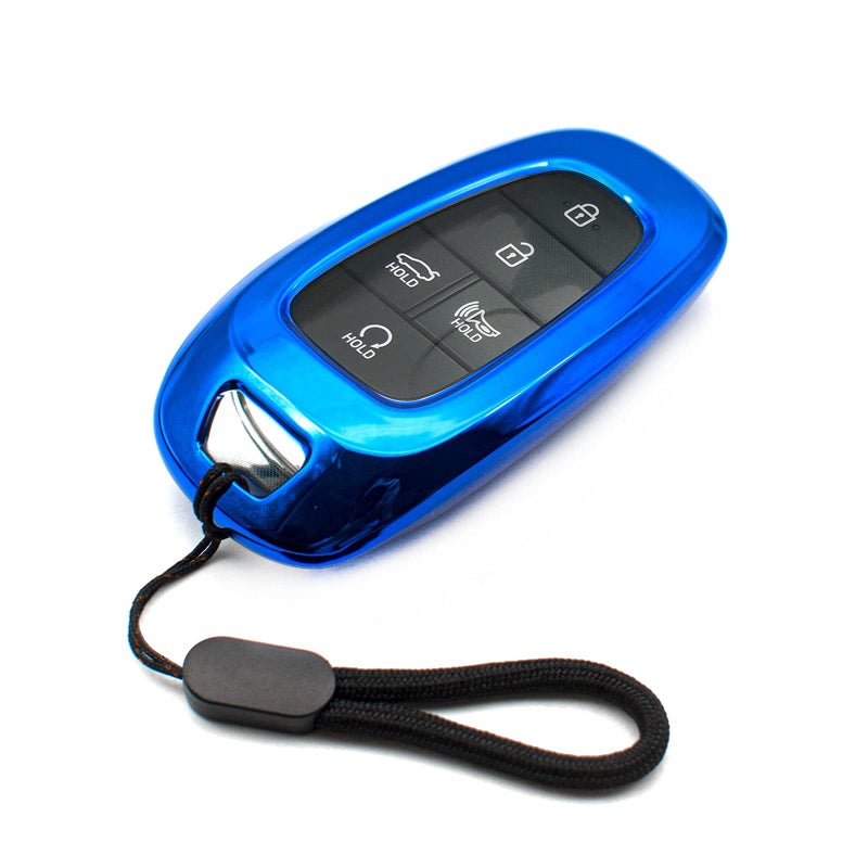 MECHCOS Compatible with 2022 2021 2020 Hyundai Sonata Nexo Santa Fe Tucson Blue TPU Key Fob Cover Case Remote Holder Skin Protector Keyless Entry Sleeve Accessories