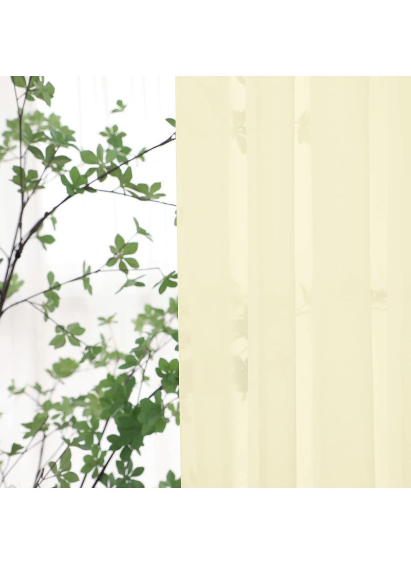 L&TEC Window Light Yellow Sheer Curtains 145 Inches Long 2 Panels Sheer Curtain Basic Rod Pocket Panel for Bedroom Children Living Room Yard Kitchen (Light Yellow  52"" W x 145"" L | 2 pcs)  - Image 3
