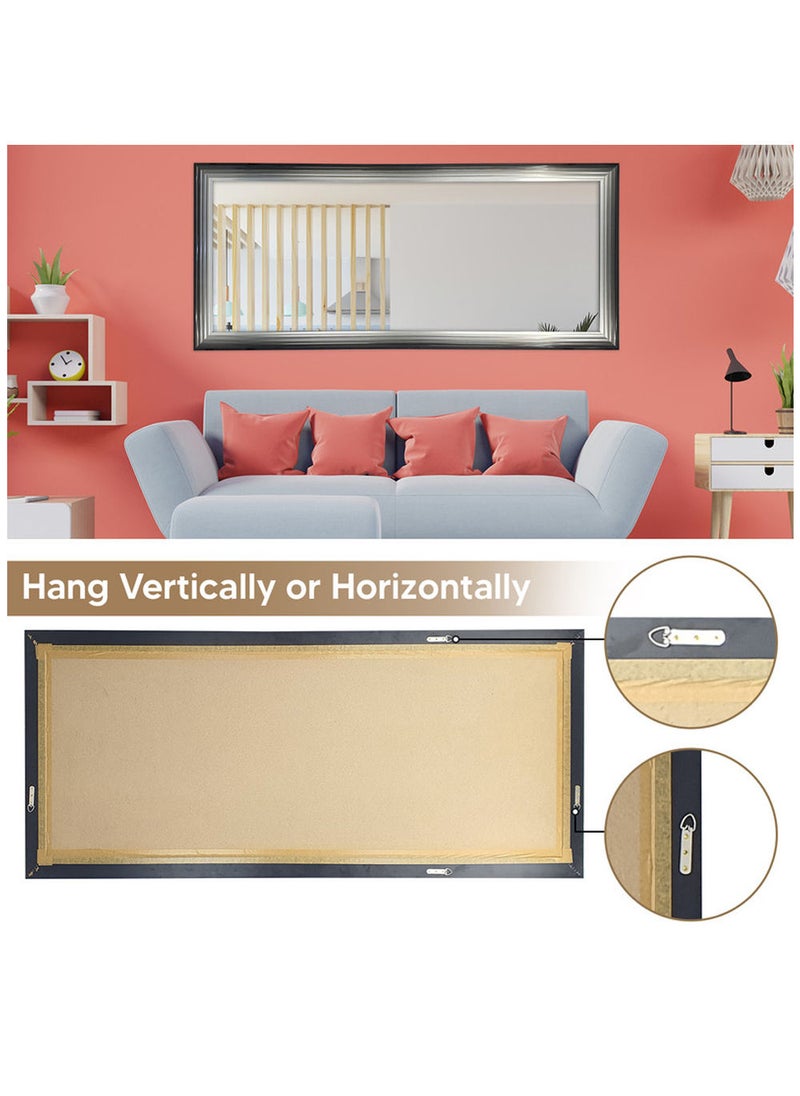 Decorhills Large Full-Length Dressing Mirror 70×180cm | Wall-Mounted Rectangular Mirror for Bedroom, Hallway, and Living Room | Thick PVC Frame | High-Definition Glass, Durable & Modern Design - Black Silver  - Image 2