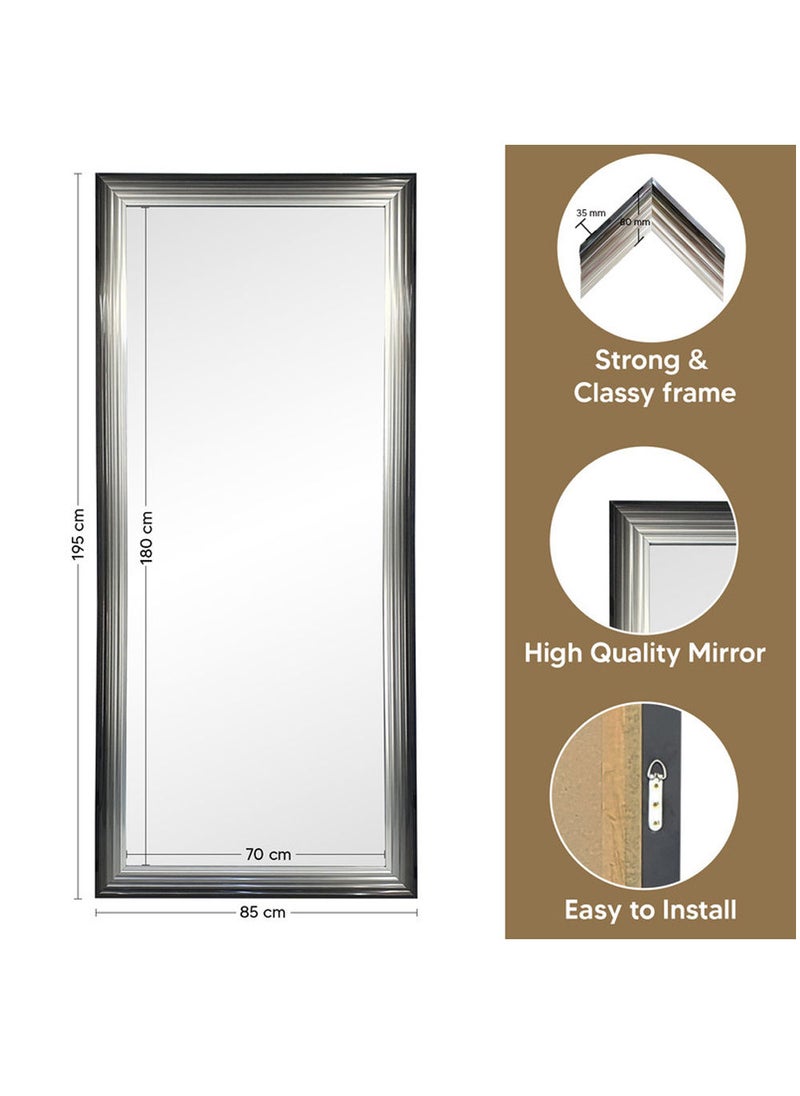 Decorhills Large Full-Length Dressing Mirror 70×180cm | Wall-Mounted Rectangular Mirror for Bedroom, Hallway, and Living Room | Thick PVC Frame | High-Definition Glass, Durable & Modern Design - Black Silver  - Image 3