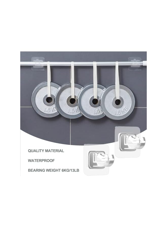 erorex Self Adhesive Curtain Rod Bracket, 6 Pcs Nail Free Adjustable Rod Bracket Holder, Adjustable Drapery Towel Holder Fixing Hook for Home Bathroom Kitchen Hotel (Transparent) - Image 3