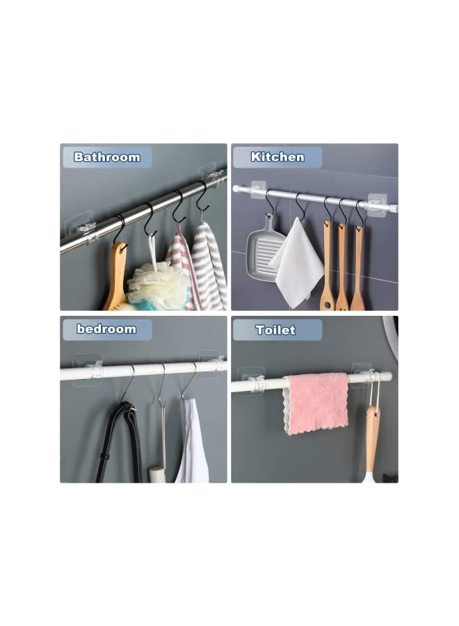 erorex Self Adhesive Curtain Rod Bracket, 6 Pcs Nail Free Adjustable Rod Bracket Holder, Adjustable Drapery Towel Holder Fixing Hook for Home Bathroom Kitchen Hotel (Transparent) - Image 4