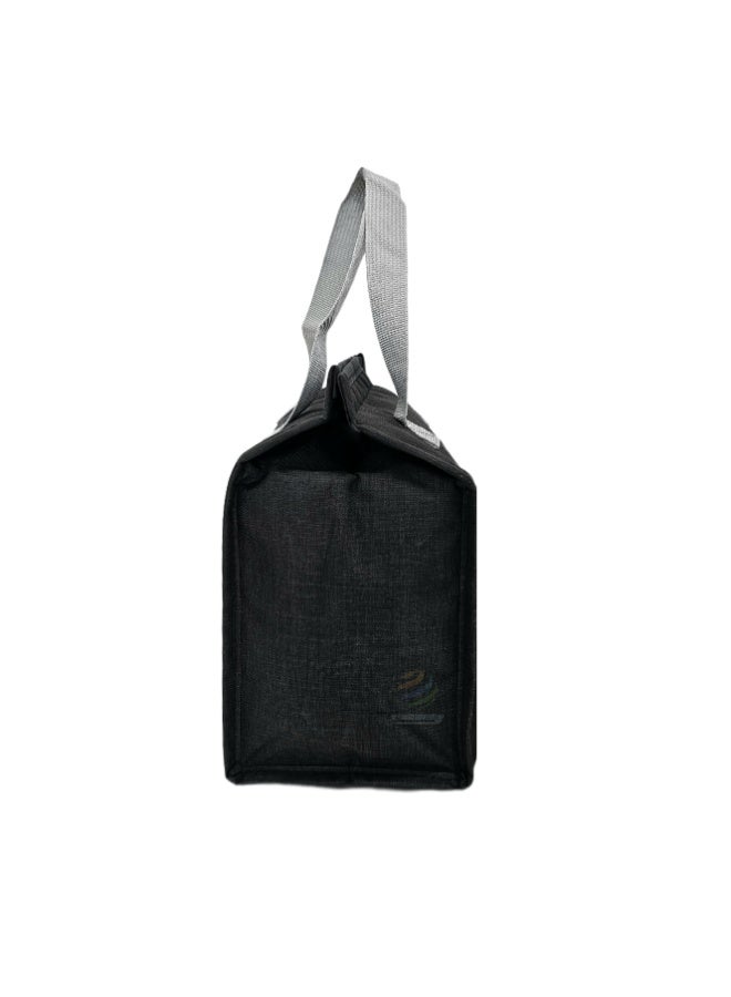 حقيبة غداء معزولة - حقيبة تبريد قابلة لإعادة الاستخدام مع بطانة داخلية مانعة للتسرب، سعة كبيرة، تخزين حراري للطعام للمكتب والمدرسة والنزهات والسفر (أسود) - Image 4