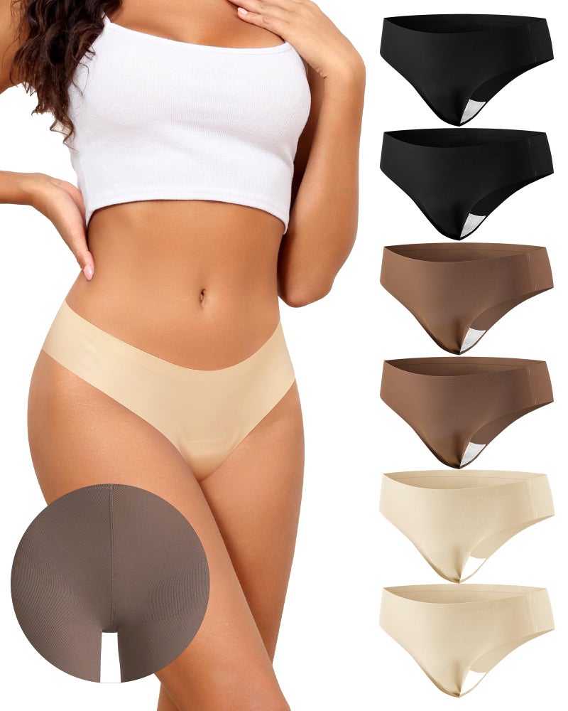 LEVAO 6 Pack Seamless Thongs for Women Low Waist Invisible G-string No Show Thong Panty Liners Workout Panties S-XL - Image 1
