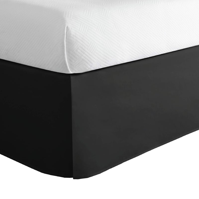 Lux LUX Microfiber Tailored Bed Skirt with Classic 14 Inch Drop Length Pleated Styling California King Black 