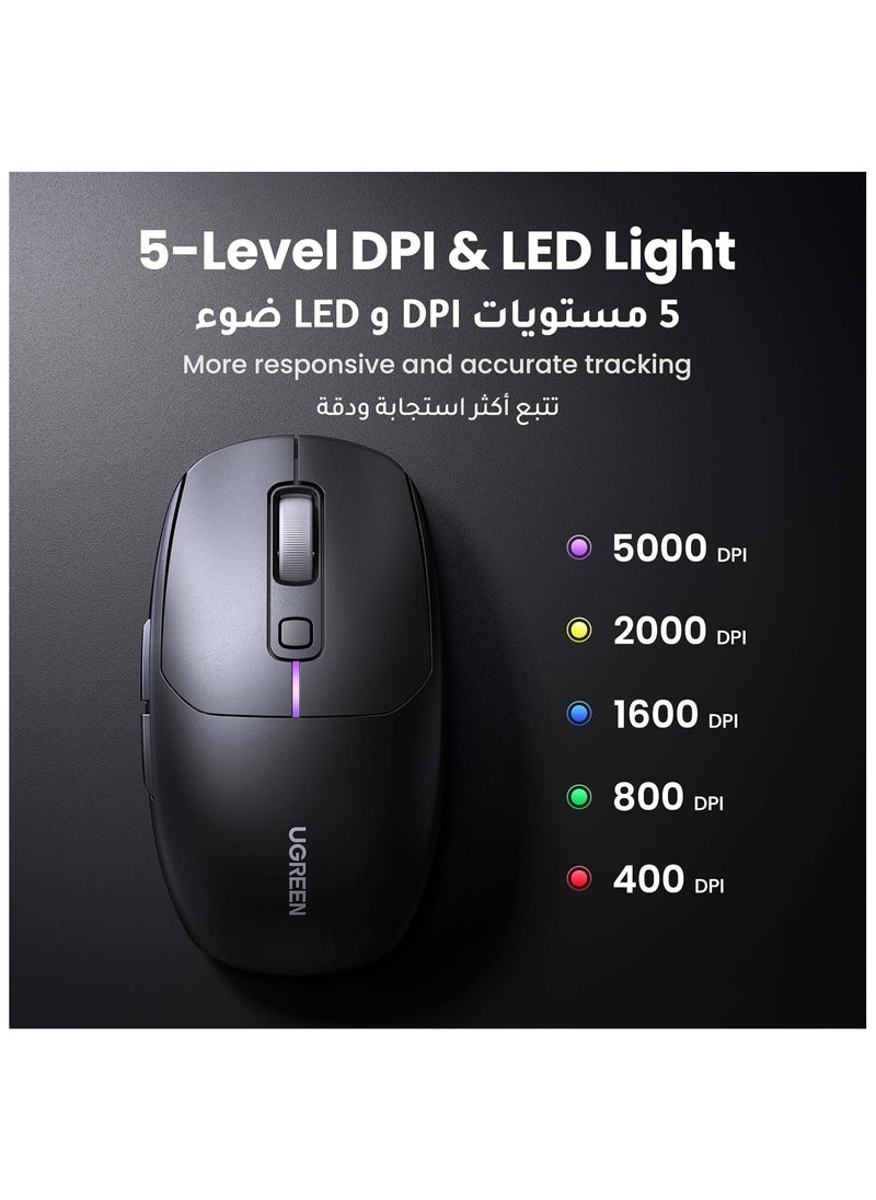 UG - UGREEN Gaming Mouse | 5000 DPI Wired/Wireless Mouse | RGB Backlighting | 2.4G Ergonomic Optical Mouse | Lightweight Rechargeable Bluetooth | 5 Programmable Buttons | Compatible with Laptop, PC, Mac - Image 1