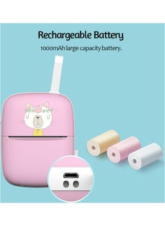 NIBEMINENT Portable Bluetooth Printer With Thermal Paper Pink/White  - Image 5