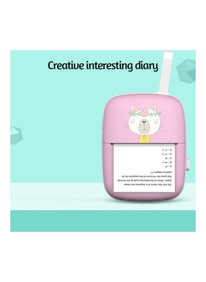 NIBEMINENT Portable Bluetooth Printer With Thermal Paper Pink/White  - Image 2