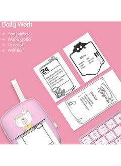 NIBEMINENT Portable Bluetooth Printer With Thermal Paper Pink/White  - Image 4