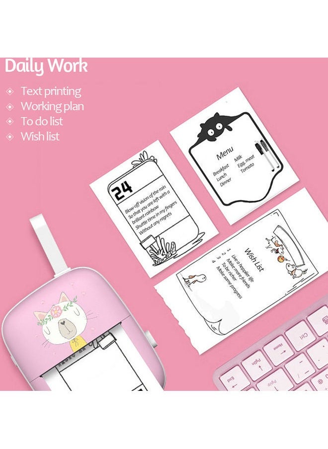 NIBEMINENT Portable Bluetooth Printer With Thermal Paper Pink/White  - Image 4