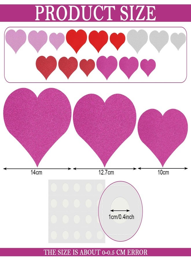 Engrowtic 90 Pcs Glitter Paper Heart Cutouts Valentine's Day Decoration - Red, Pink, White Hearts - Cardstock Material - Image 2