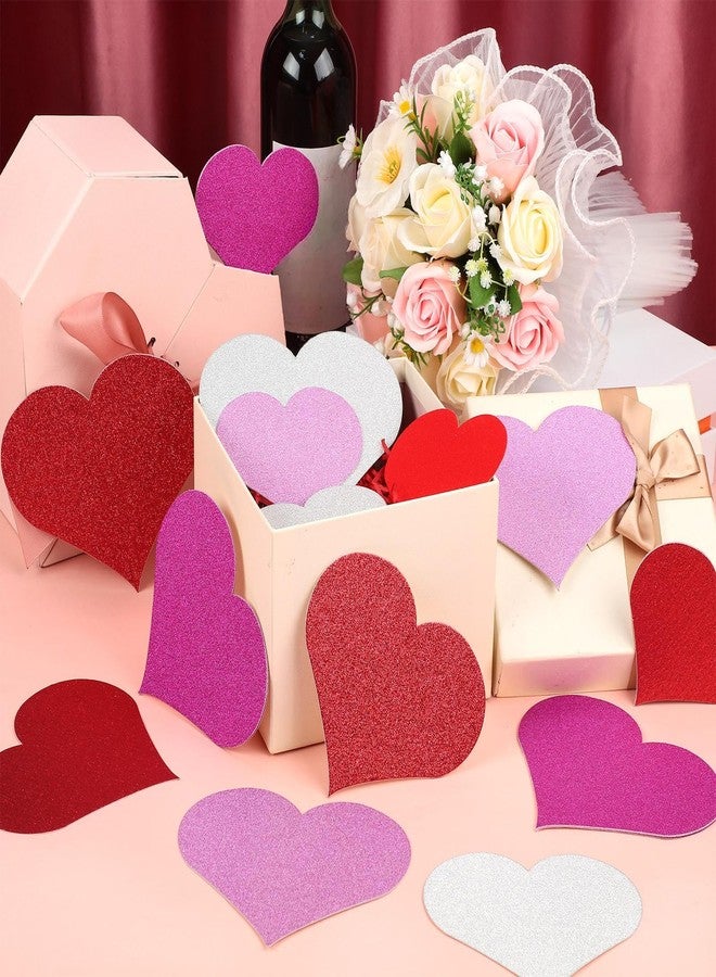 Engrowtic 90 Pcs Glitter Paper Heart Cutouts Valentine's Day Decoration - Red, Pink, White Hearts - Cardstock Material - Image 3