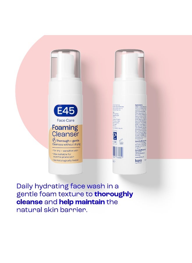 E45 Foaming Face Wash - Daily Cleanser for Dry & Sensitive Skin - Gentle Makeup Remover - Softens Skin & Controls Oil - Skincare for Women & Men, 150ml - Image 3
