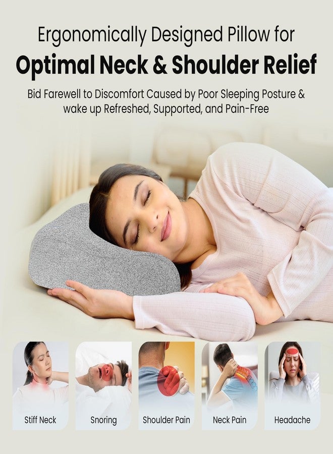 CareFoam Memory Foam Cervical Neck Pillow | 2 Years Warranty | Pain Relief Sleep, Improves Posture Spinal Alignment, Neck Pain Relief | 19 x 11 x 3.5 Inch | Black Melange Cover | Pack of 1 - Image 4