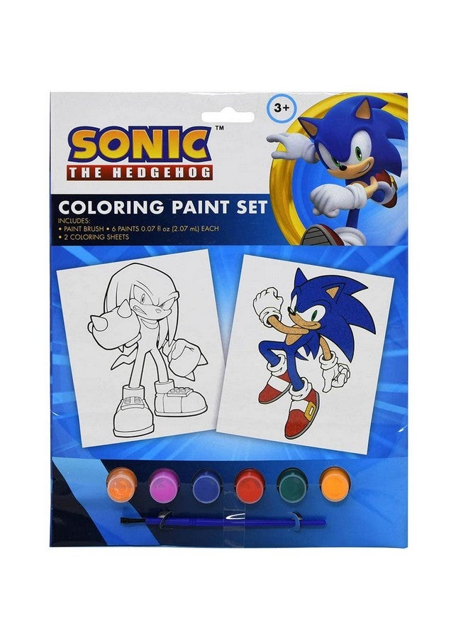 Innovative Designs مجموعة تلوين سونيك القنفذ - مجموعة فنون سونيك للأطفال، تتضمن 6 ألوان أكريليك، فرشاة، و2 ورقة تلوين، نشاط تلوين ممتع للأطفال للأولاد والبنات من عمر 3 سنوات وما فوق