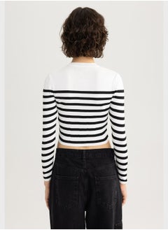 DeFacto Slim Fit Crew Neck Striped Sweater  - Image 2