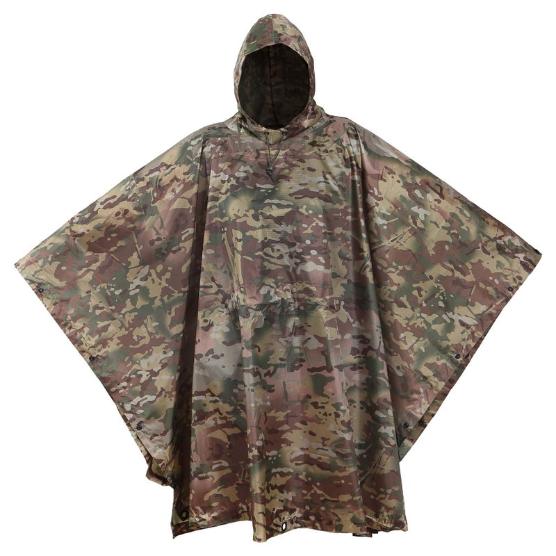 USGI Industries Military Style Poncho | Lightweight Tactical Multi Use Rip Stop Camouflage Rain Poncho | Perfect for Hiking, Hunting, Emergency Tent, Survival (OCP) - Image 1