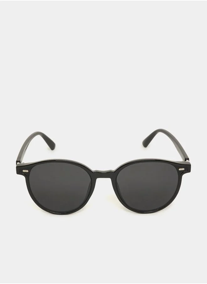 Styli Solid Round Sunglasses