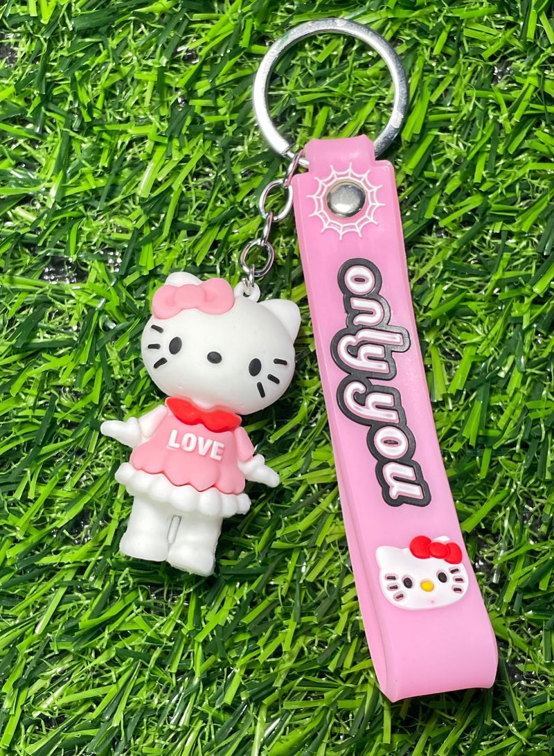 ميدالية مفاتيح كرتونية مميزة اكسسوار أنيق سلسلة مفاتيح بشخصية هيلو كاتي مع شريط يتناسب مع مفاتيح السيارة والمحفظة والحقيبة هدية ابداعية جميلة - Image 3