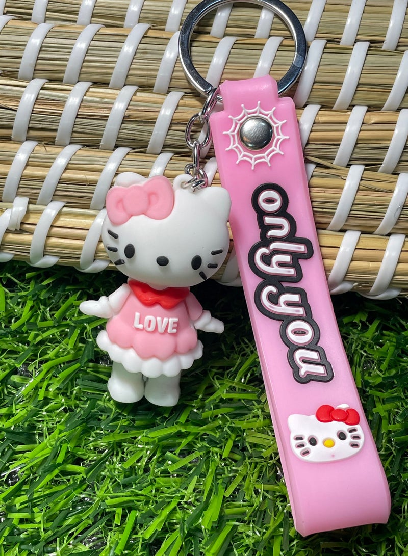 ميدالية مفاتيح كرتونية مميزة اكسسوار أنيق سلسلة مفاتيح بشخصية هيلو كاتي مع شريط يتناسب مع مفاتيح السيارة والمحفظة والحقيبة هدية ابداعية جميلة - Image 1