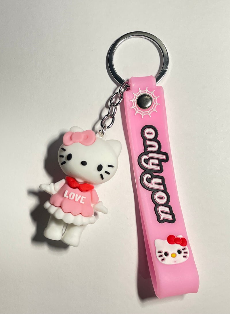ميدالية مفاتيح كرتونية مميزة اكسسوار أنيق سلسلة مفاتيح بشخصية هيلو كاتي مع شريط يتناسب مع مفاتيح السيارة والمحفظة والحقيبة هدية ابداعية جميلة - Image 2
