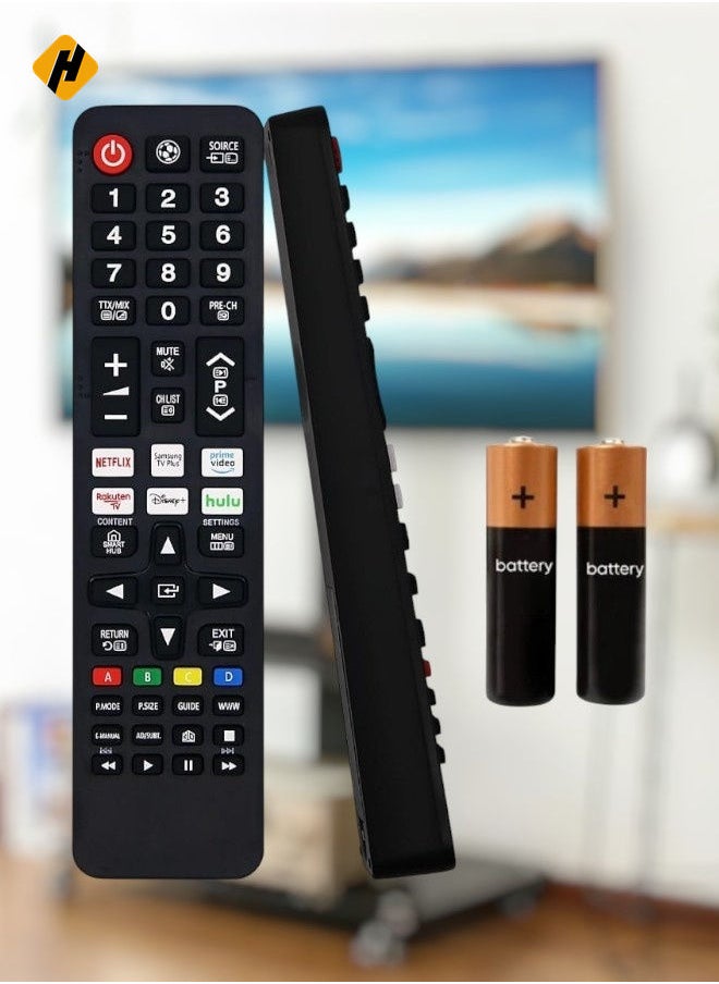 HuHa - New Replacement Samsung Remote Control with Six Quick Access Buttons for LCD, LED, UHD, QLED TVs – Guaranteed to Work, Three-Year Warranty with Battery - Image 1