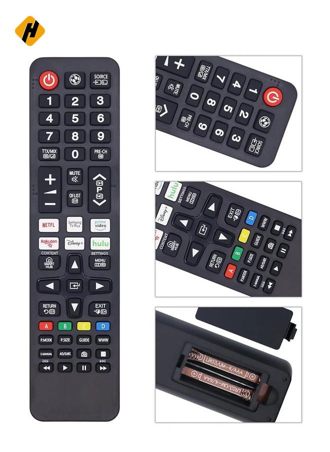 HuHa - New Replacement Samsung Remote Control with Six Quick Access Buttons for LCD, LED, UHD, QLED TVs – Guaranteed to Work, Three-Year Warranty with Battery - Image 1