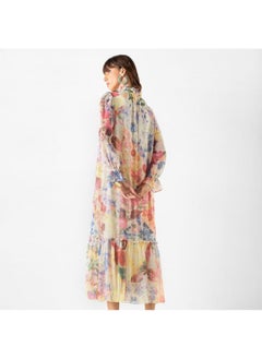 2Xtremz 2Xtremz All-Over Floral Print Dress with Tie-Ups and Volume Sleeves  - Image 1