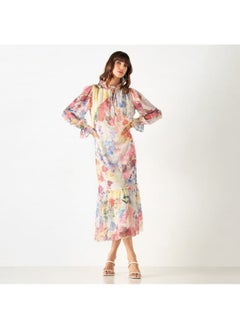 2Xtremz 2Xtremz All-Over Floral Print Dress with Tie-Ups and Volume Sleeves  - Image 4