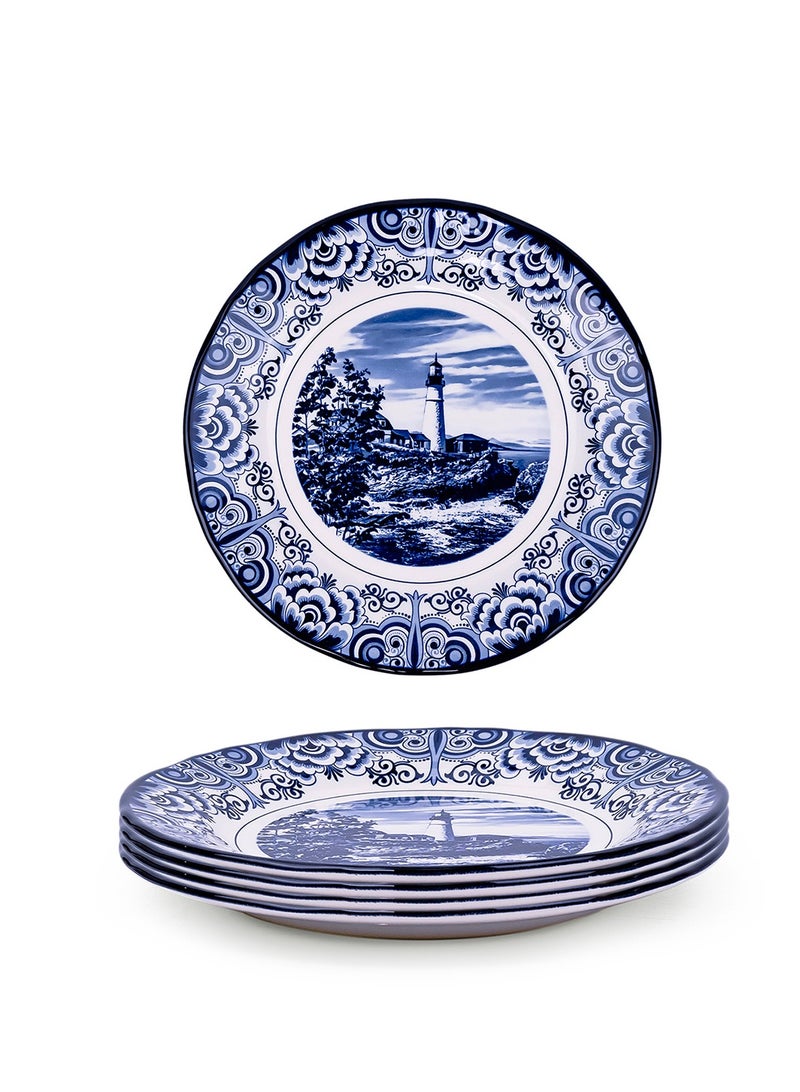 Claytan Lighthouse Blue 8-Inch Ceramic Salad Plate (Set of 4) - Image 2